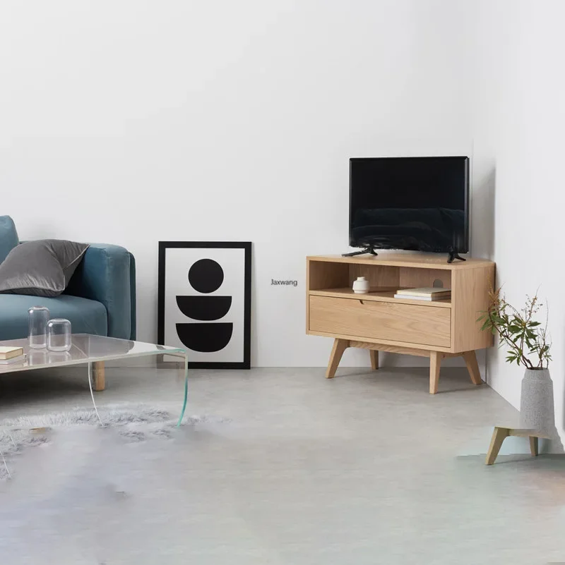 

Customizable Nordic TV Stands Modern Simple Solid Wood Storage Corner