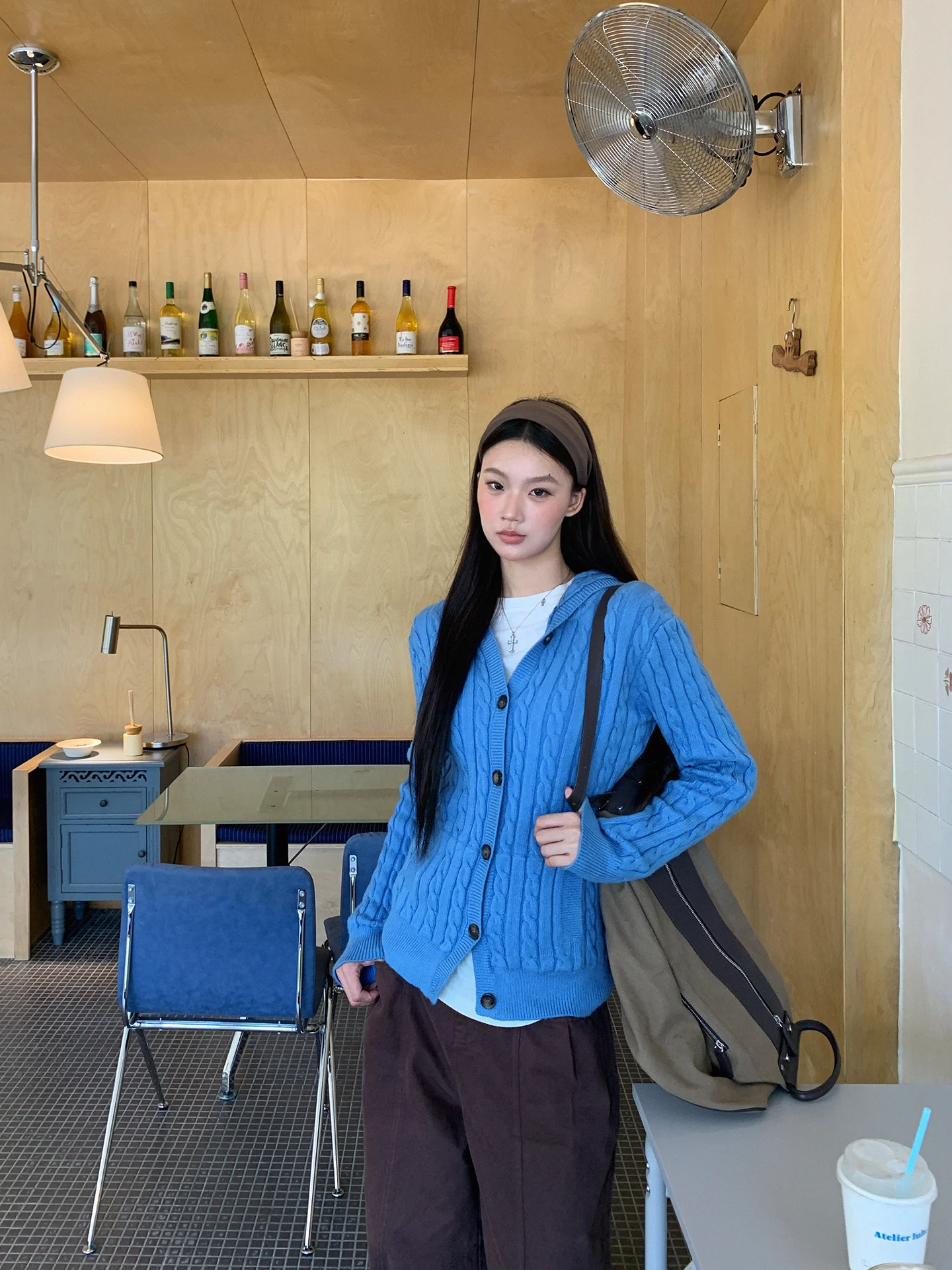 

Blue Knitted Open Cardigan Women's Autumn Winter Long Sve Hooded Sweater Jaet Sli Personali G Sle Commute Sle