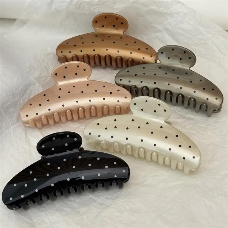 Polka Dot Grip Clip Exquisite Daily Styling Firm Grip Suitable For Various Hairstyles All Seasons Playful Accessory