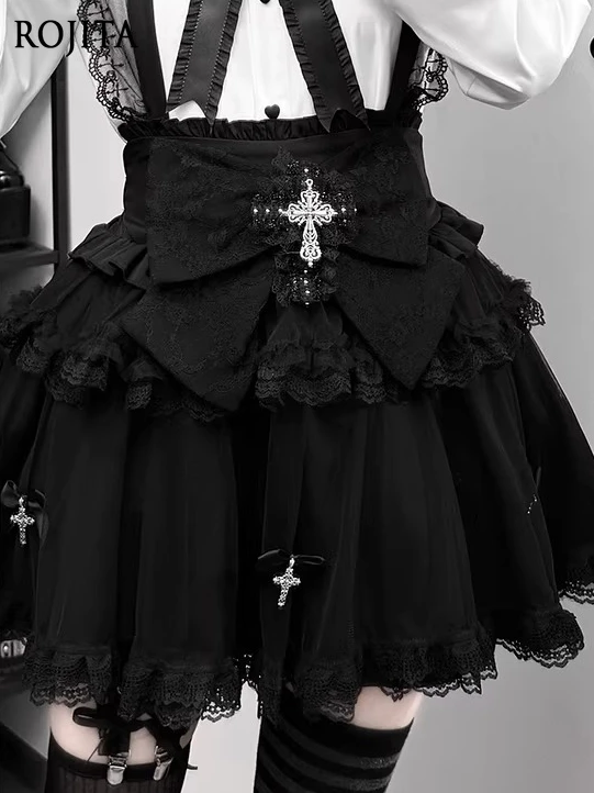 

Vintage Gothic Lolita 2-Piece Set 2026 New Retro Lace Blouse and Tiered Skirt Y2k Subculture Women's White Long Sleeve Shirt