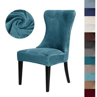 1PC Velvet Dining Chair Cover Super Soft Elastic Chairs Covers High Back Armless Solid Color Seat Slipcovers Hotel Party Decor