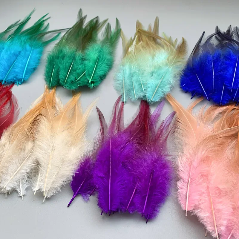 

10-15cm Colorful Chicken Feather Feathers Natural Pointed Red Tip Feathers for Dream Catcher DIY Crafts Cat Wand Decoration