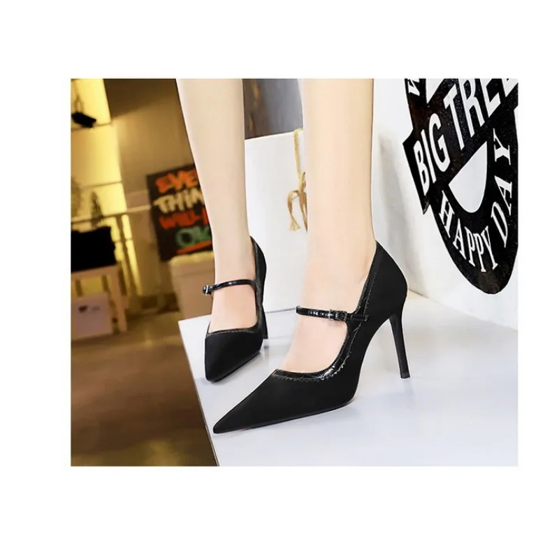 بيغ تري مثير حذاء مدبب للنساء ، مضخات الكاحل ، الزفاف ، قطيع صلب ، رقيق ، مشبك الكعب ، اللباس ، الموضة ، 10 حزام