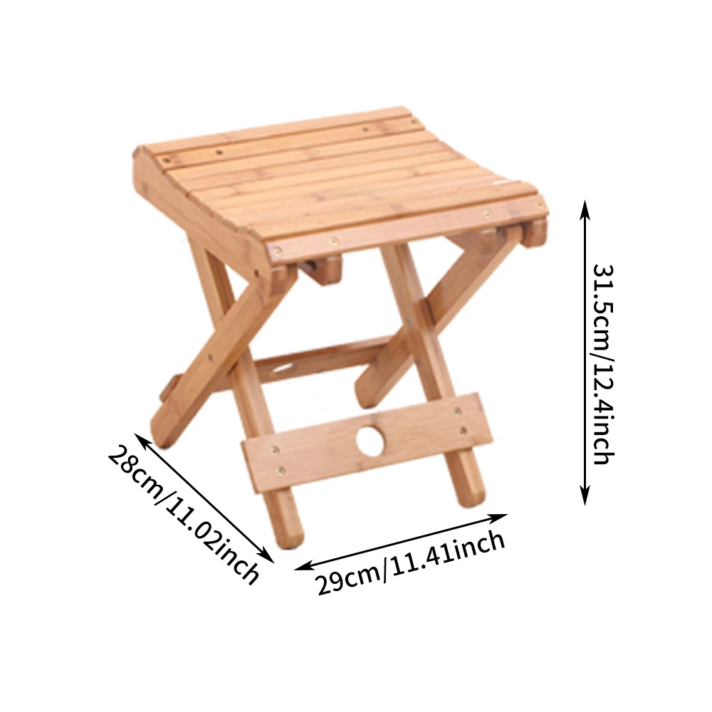 1PC Portable Bamboo Folding Stool Home Use Small Chair Outdoor Fishing Square Stool Real Wood Compact Seat for Indoor & Outdoor image 6