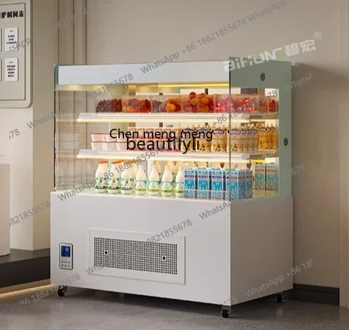

D178 Open Cake Refrigerated Display Cabinet Milk Commercial Open Dessert Freezer Beverage Fruit Air Curtain Cabinet