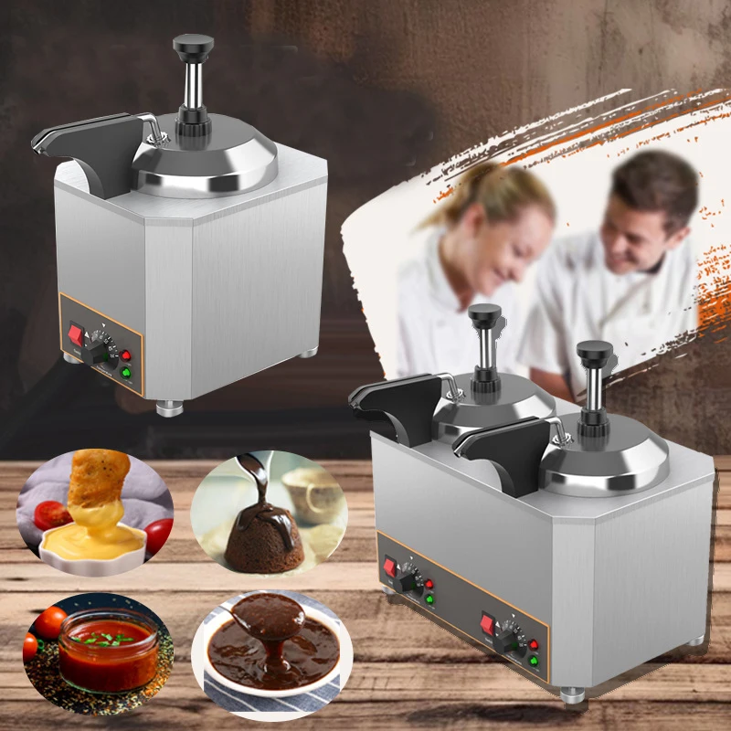 4L Electric Nacho Cheese Warmer Dispenser W/ Pump Food-Grade Stainless Steel for Melting Hot Fudge Caramel Chili Curry Sauces