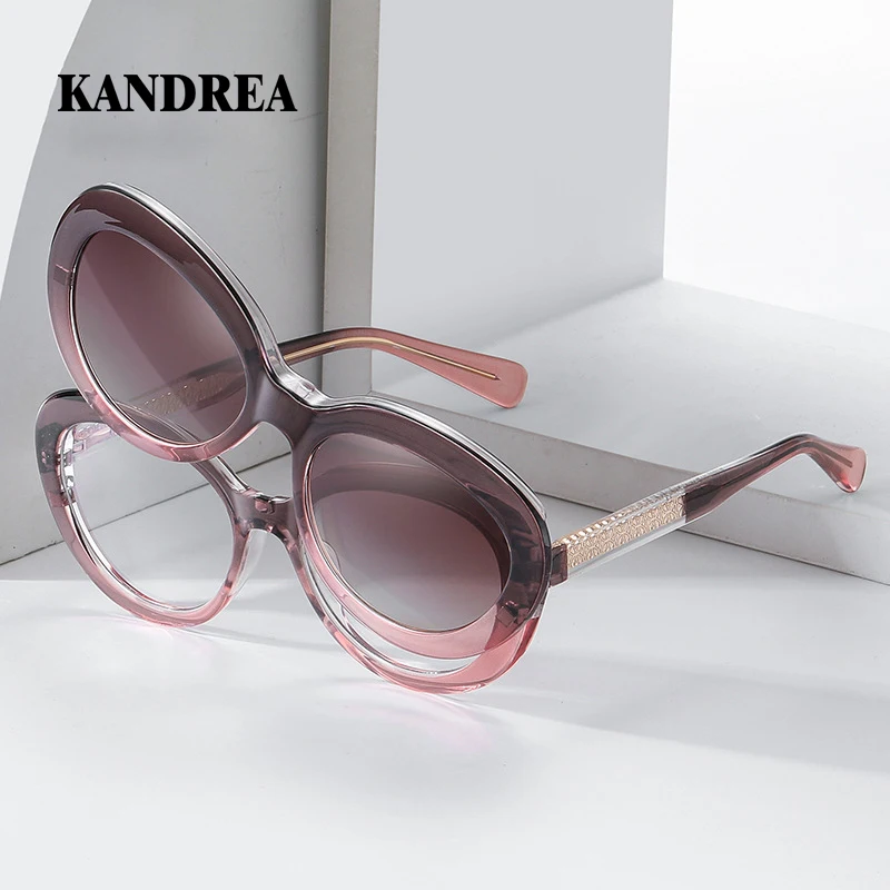

KANDREA Round Thick Frame Polarized Sunglasses UV400 Brand Design Anti Blue Light Outdoor Driving Glasses Women Eyewear 81639