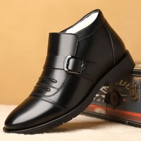 Winter Men's Leather Boots Fashion Business Casual Leather Shoes Thick Plush Warm Snow Boots for Men Winter Ankle Cotton Booties