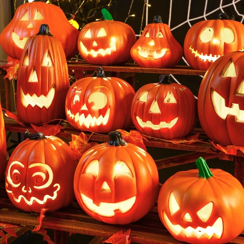 1Pc Dekorative Kürbis Halloween Requisiten Laterne Dekor Kürbis Dekoration Kürbis Licht Outdoor Halloween Decorationsation