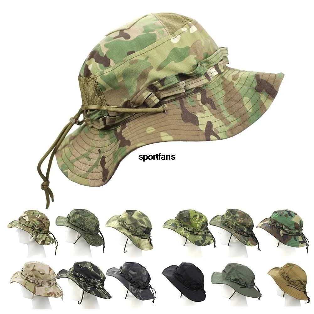 

2024 New Camouflage Enthusiasts Square Pocket Camo Bonnie Cap US Bucket Benny Hats Fishing Outdoor Hiking Tactical Caps