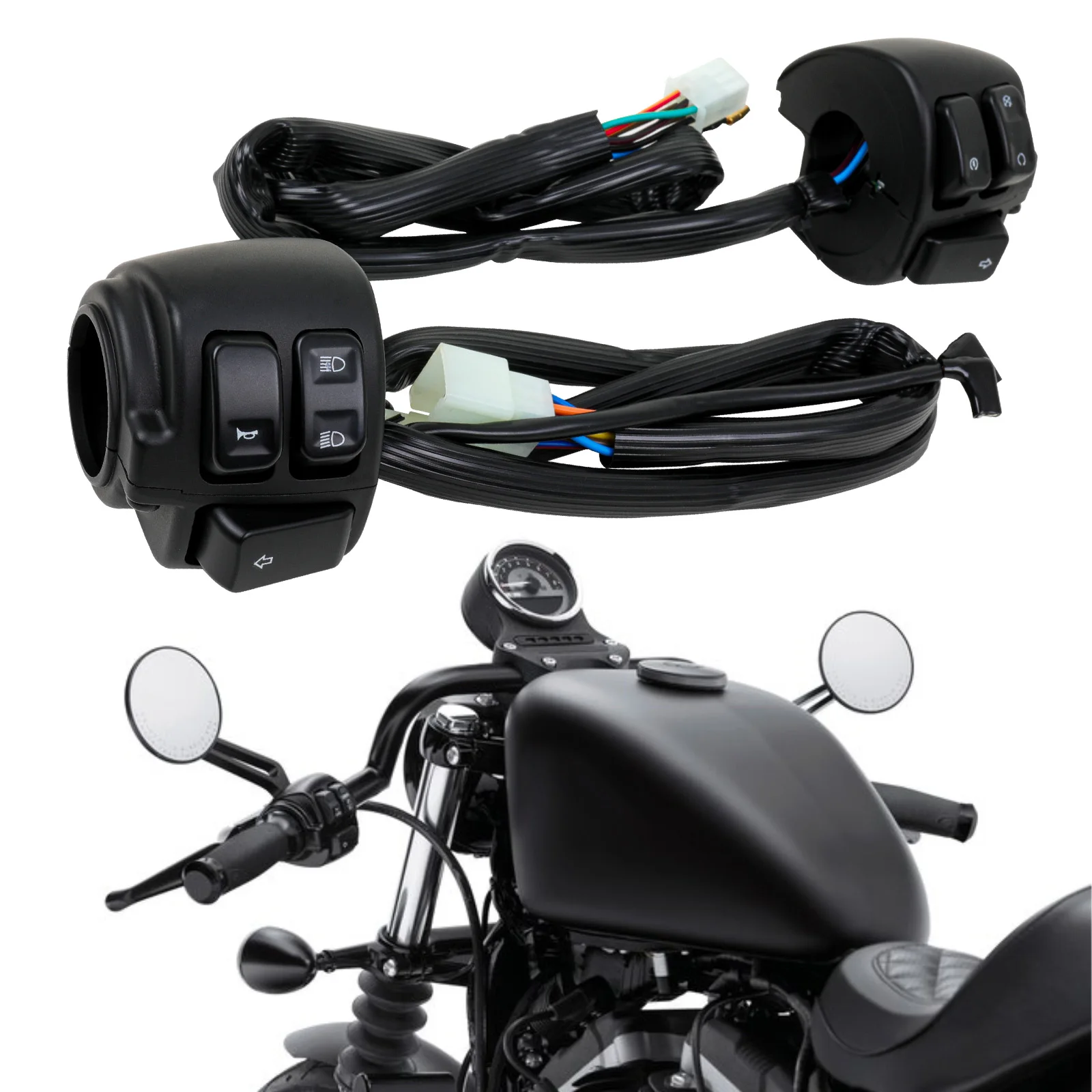 Motorrad 1 Zoll 25mm Lenkersteuerungsschalter-Kabelbaum für Harley Sportster XL883 1200 Dyna V-ROD Softail 96-2012