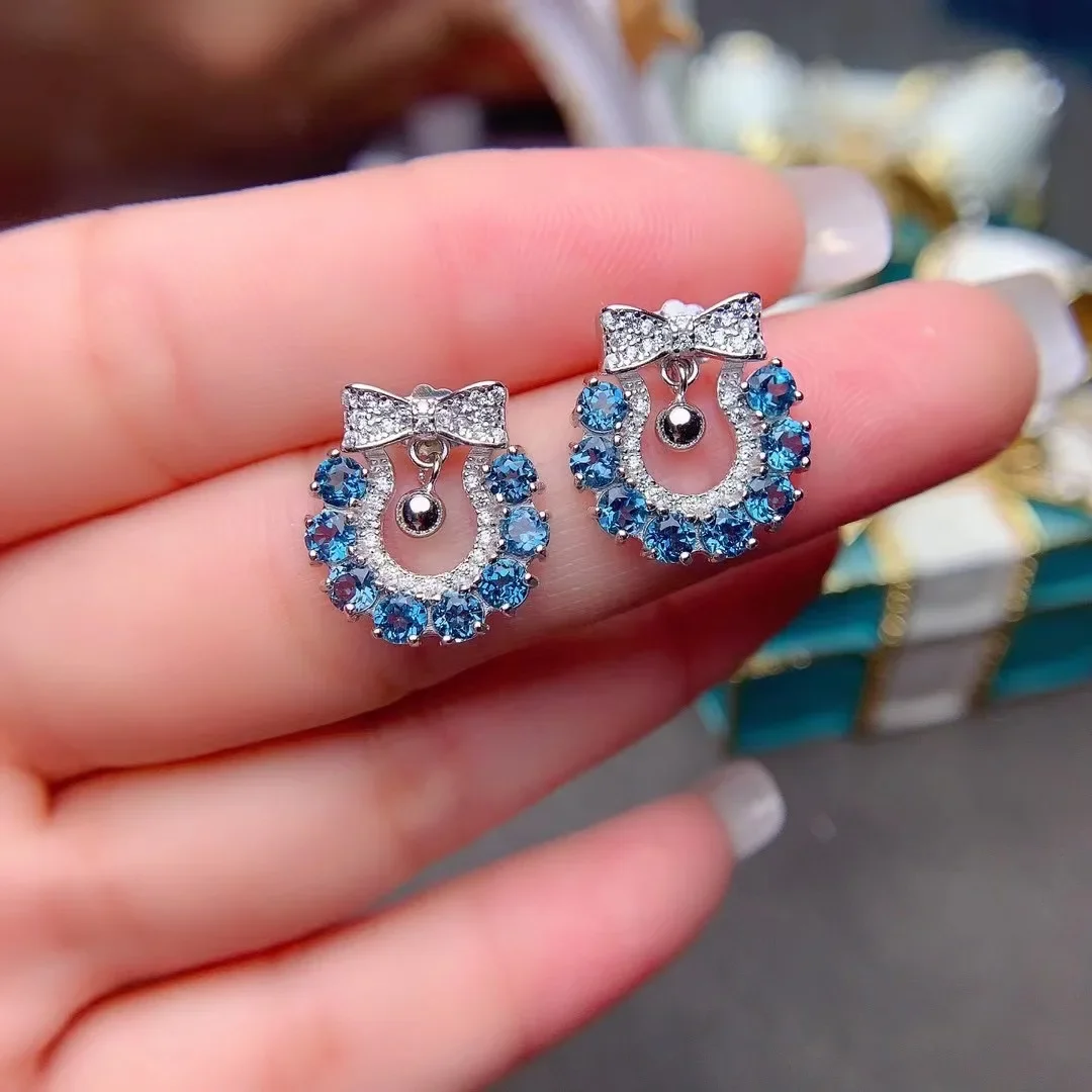 

Серьги из 100% натурального серебра с топазом для вечеринки, 16 шт., 3 мм * 3 мм, серьги с лондонским синим топазом, серебро 925 пробы, ювелирные изделия с топазом