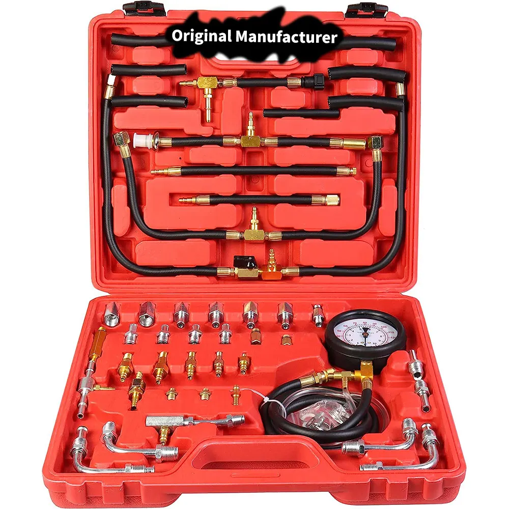 

Fuel Injection Pressure Tester Kit Gauge All Repair Auto Tool Set KIT Box 140 PSI 10 Bar Scale Customized Oem Stainless Steel