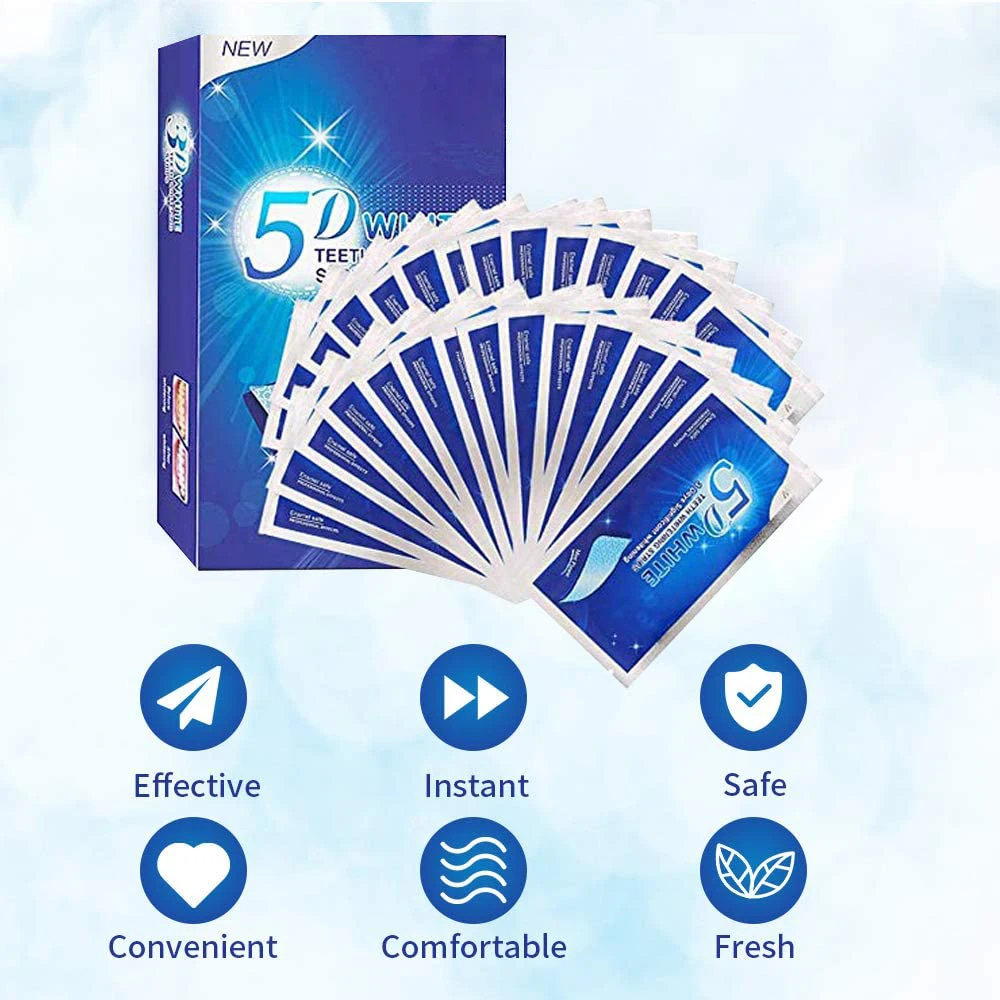 5D White Teeth Whitening Strip Whitening Gel Whiter Strip Removing Smoking Coffee Stain Effective Home Use Tooth Whitening Kit