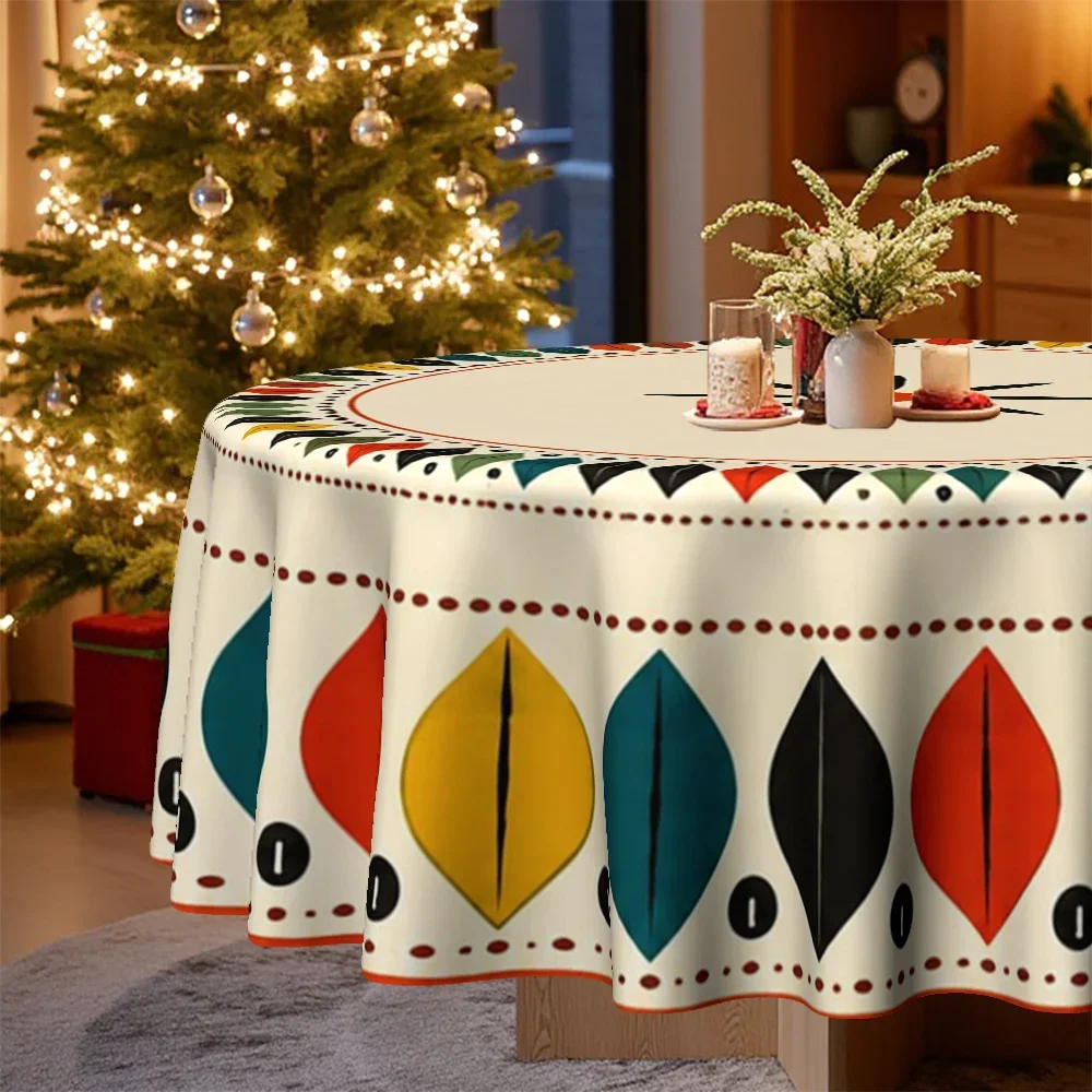 One tablecloth, with autumn theme design, round printed tablecloth, tablecloth for tableware, suitable for kitchenxzj