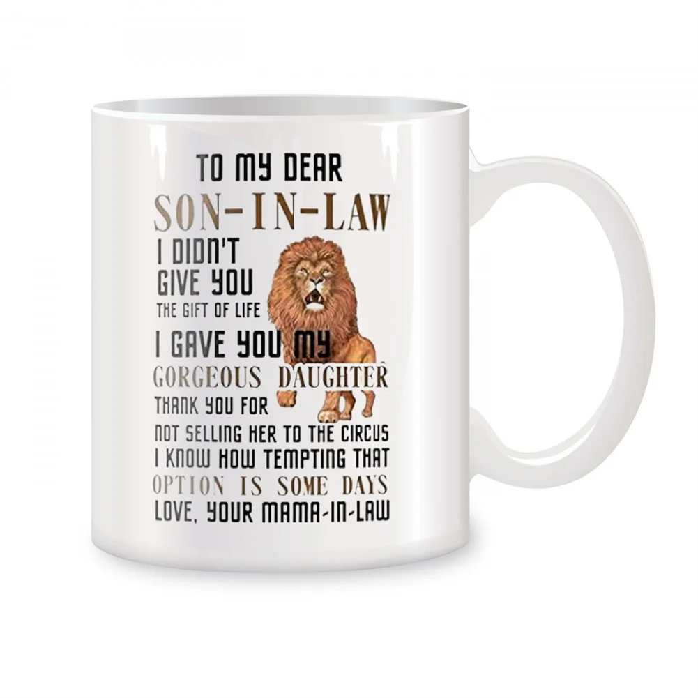 

To My Son-In Law Mugs For Son From Mother in Law Birthday Gifts Novelty Coffee Ceramic Cups White 11 oz