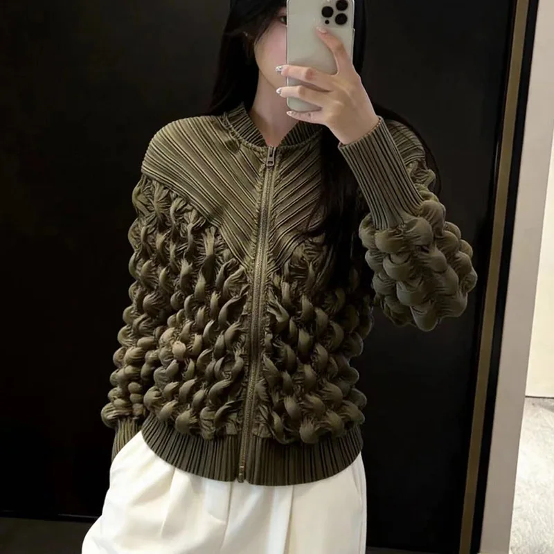 

Miyake Folds 2026 Spring and Summer New Peplum Solid Color Tops Fashion Folds Casual Loose Comfortable Solid Color Shirt Pleat