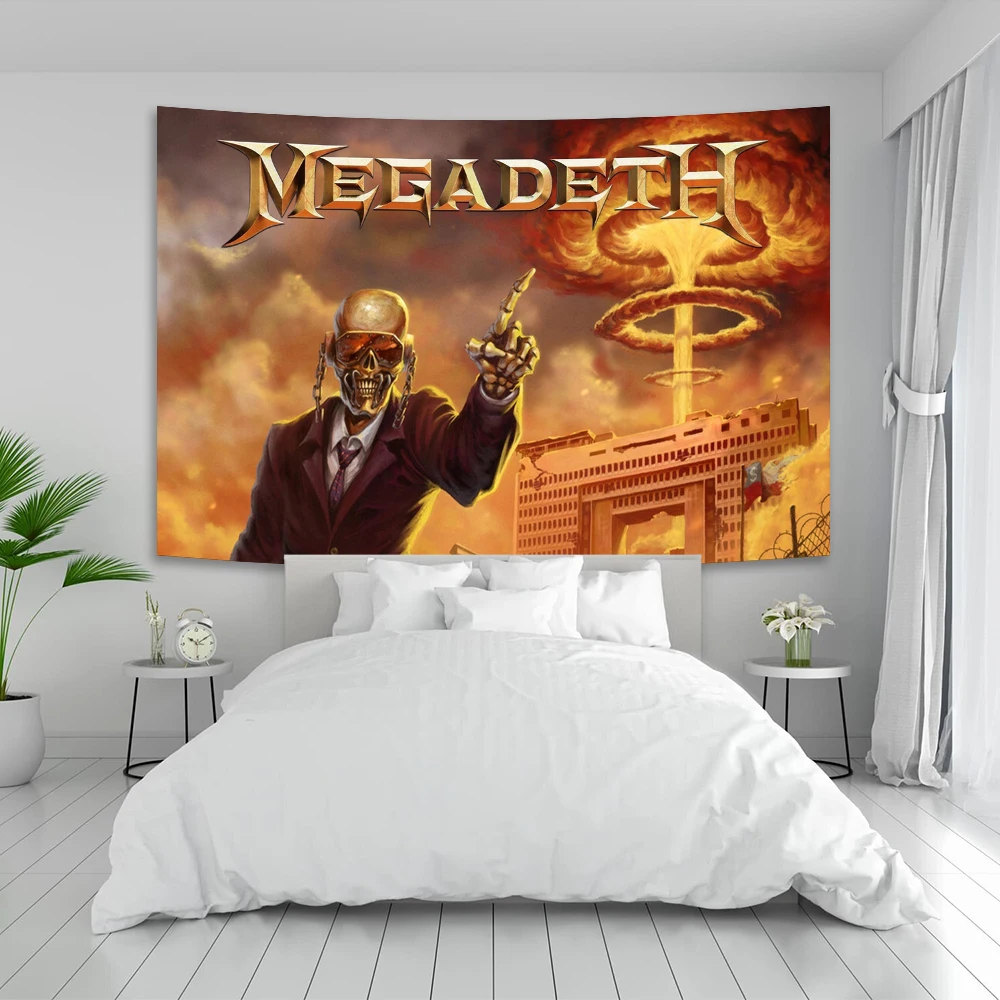 Megadeths Band Tapestry Bar Garden Posters Room Decoration Boho Cafe Decor Tapestries Fabric Tapestry For Wall