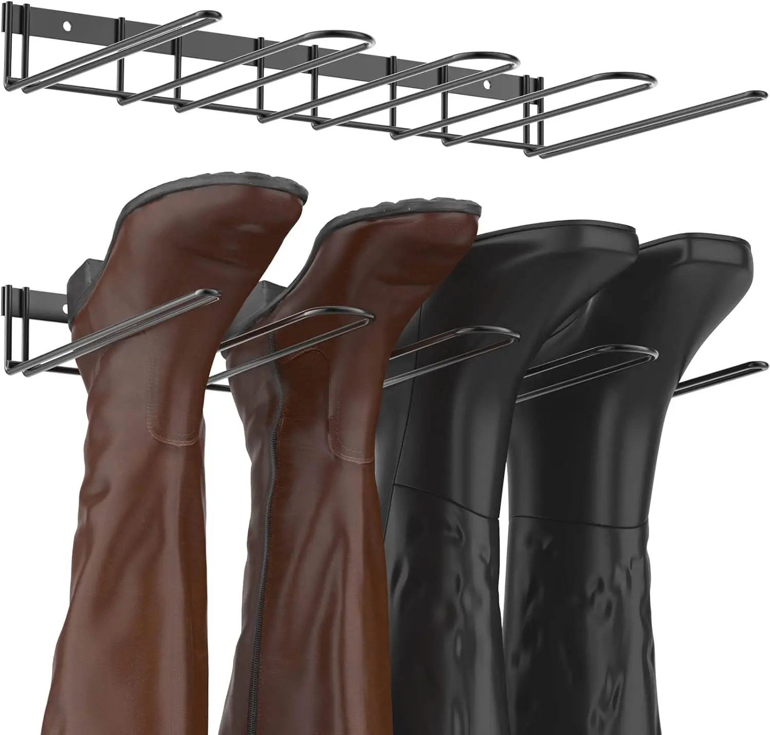

Wall Mounted Boot Rack for 4 Pairs, Heavy Duty Metal Tall Shoe Organizer for Entryway, Closet, Garage
