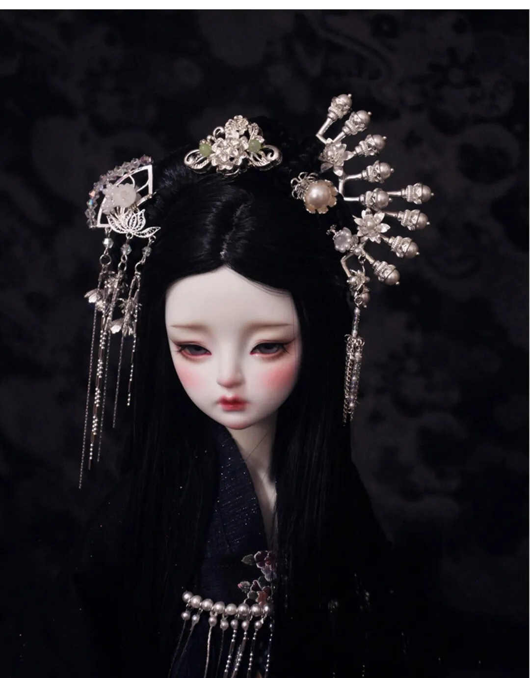 

Doll Tiara "Classic Lotus", BJD Ancient Style Headdress Necklace Hairpin