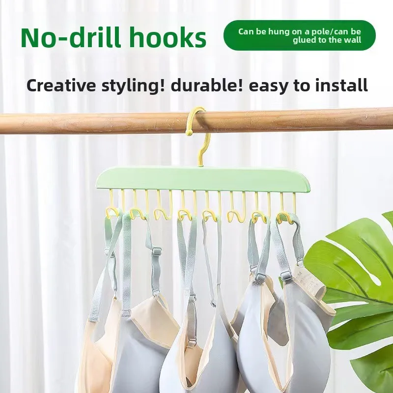 Multifunctional Wooden Vest Hanger with Wave-shaped Hooks, Space-Saving Closet Organizer for Underwear Tank Tops, Drying Rack
