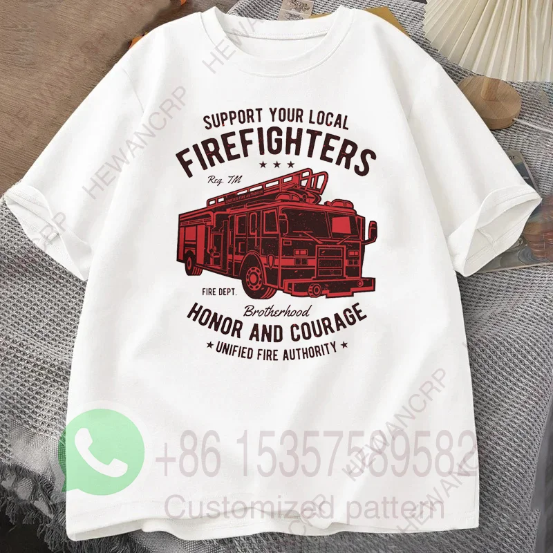 رجال الاطفاء قسم الإطفاء سيارة مطافئ تي شيرت رجالي رياضية الصيف ملابس رياضية كاجوال جولة الرقبة قصيرة الأكمام القطن السترة #3