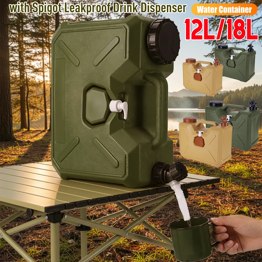 

12L 18L Camping Water Container W/ Spigot & Hand Sanitizer Bottle Water Dispenser for Hiking Picnic Vehicle Outdoor Hurricane