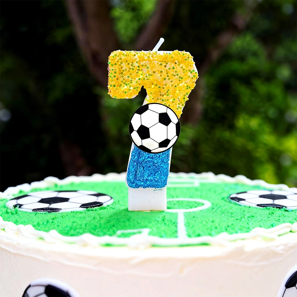 Fußball-Kerze, Fußball-Trophäen-Kerze für Geburtstagstorten-Deko, Sport-Themenparty-Zubehör, Geschenk für Jungen