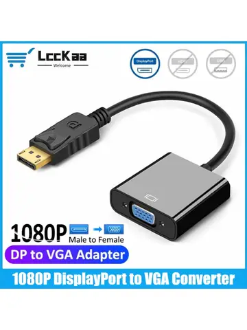 LccKaa 1080P DisplayPort To VGA Converter Cable DP Male To VGA Female Adapter for Projector Computer DTV TV HDVD Laptop Monitor