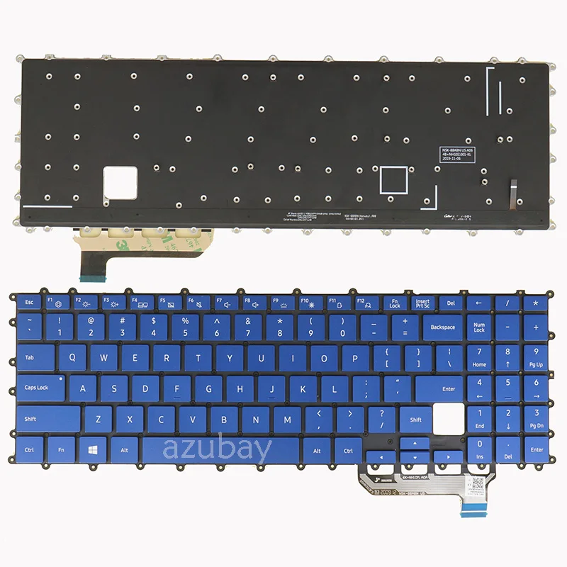 Podświetlana klawiatura do laptopa Samsung Galaxy Book Flex NP / NT 950QCG, NP950QCG NT950QCG BA59-04428A niebieska, bez ramki US QWERTY
