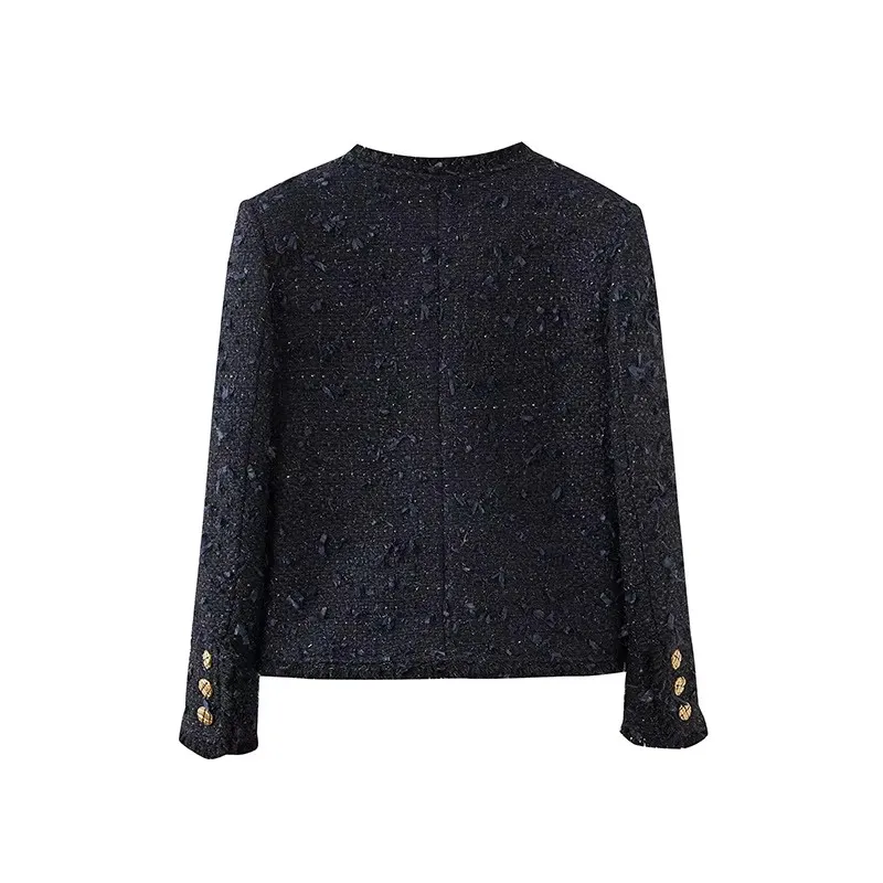 Luxury Tweed Short Coat for Women, Small Fragrance, O Neck, Tassel, Simple, Casual, High Quality, French Fashion, Autumn, Winter