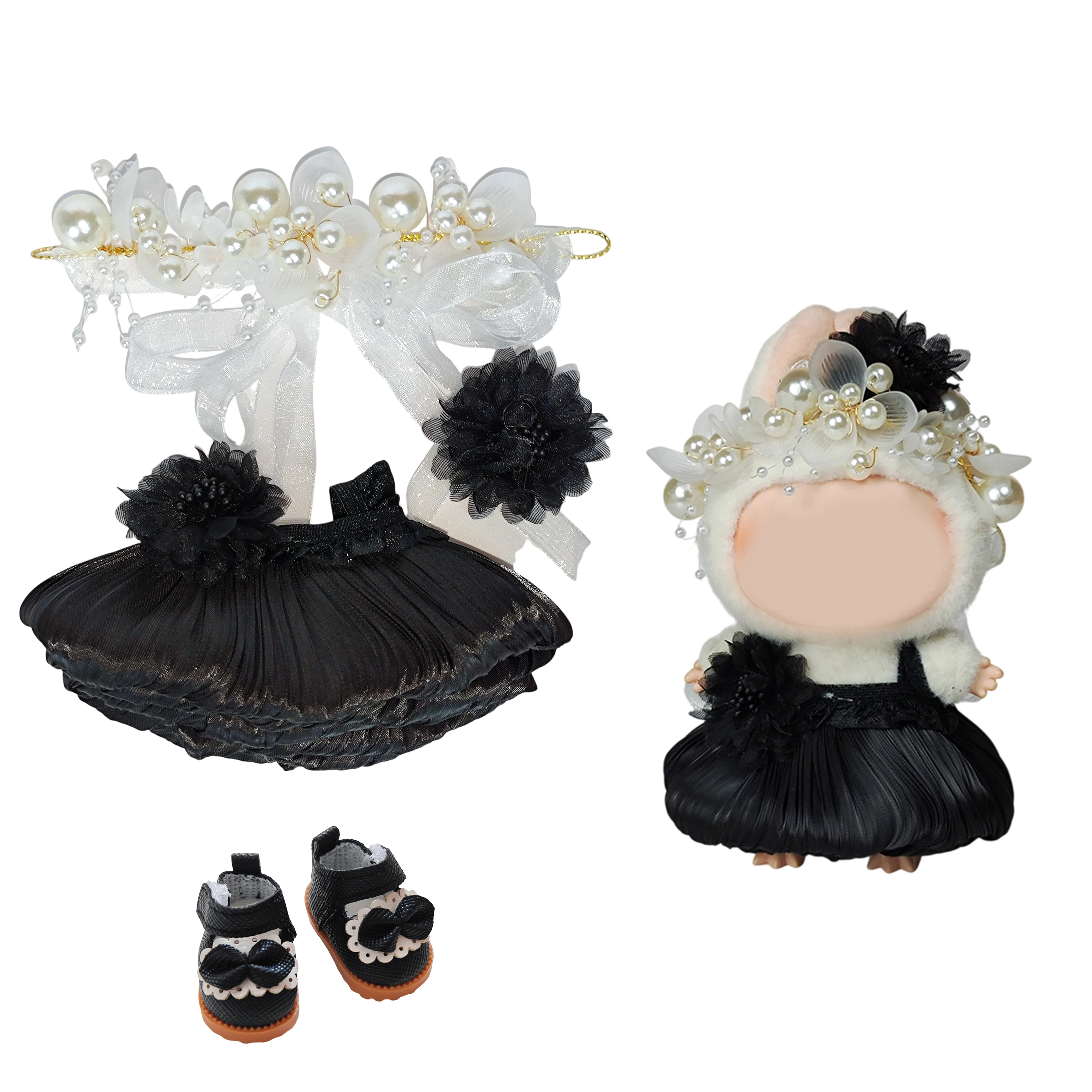 

15-17cm Labubu Sitting Party Bear Doll v1v2 - Full Outfit Set with Hat, Scarf & Bag | Cute Collectible Figure & Home Decoration