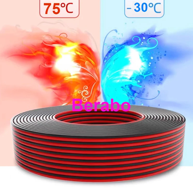2-pins LED-stripverlengkabel - 5 m/10 m/20 m lengtes, rood en zwart, 22AWG, voor 3528/5050 enkele kleur LED-strips