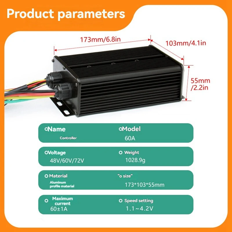

Tri-Mode Controller 36V/48V/52V 60A with SW900 Instrument Panel+Locking Throttle for 2000W Lithium Battery Retrofit Kit