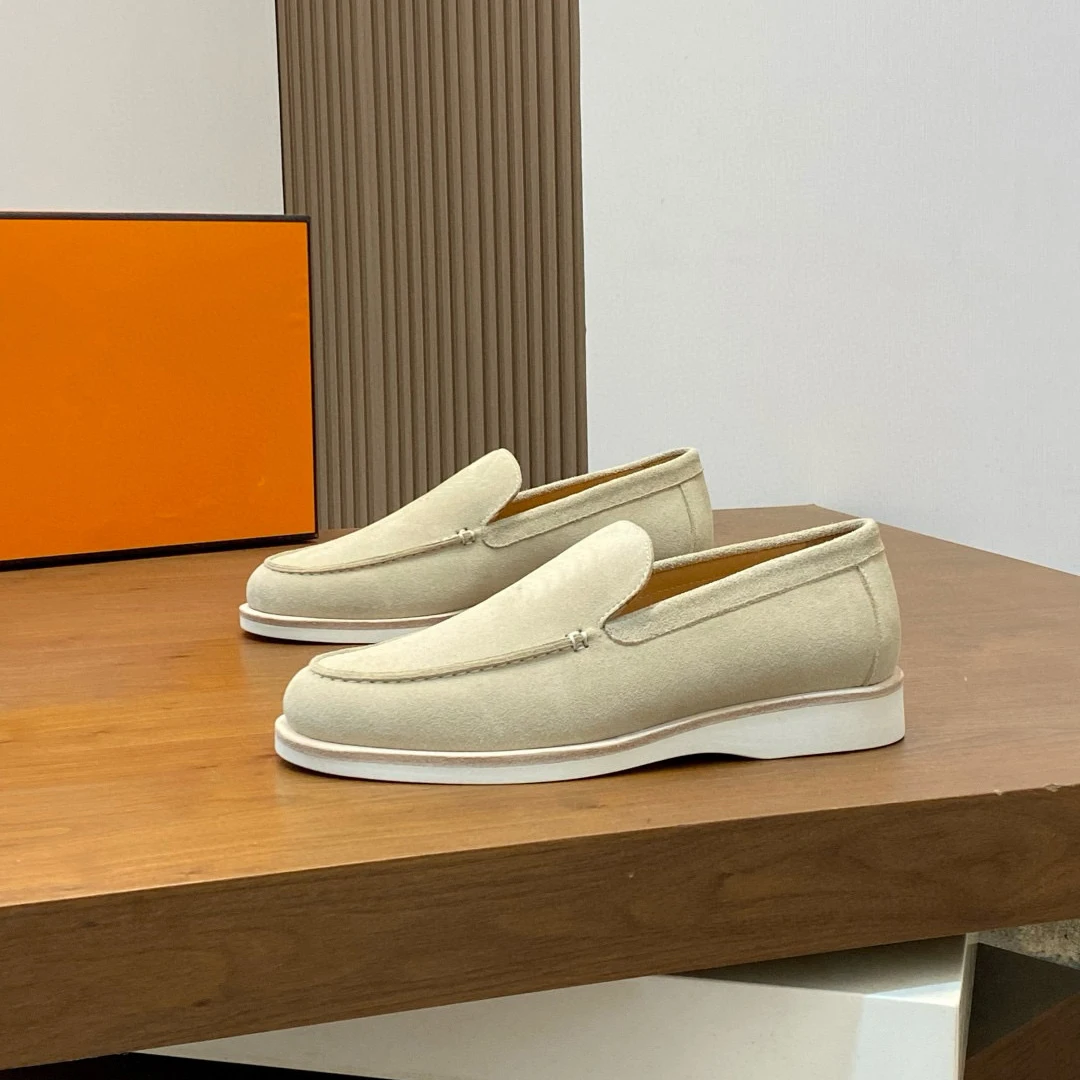 

European Men's Casual Shoes Autumn New Leather Cowhide Slip-On Loafers Single Shoes Comfortable Walking Footwear