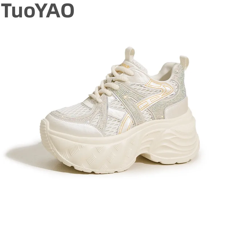 

9.5cm Synthetic Leather Chunky Sneaker Women Comfy Spring Autumn Bling Platform Wedge Fsahion Ankle Boots Shoes