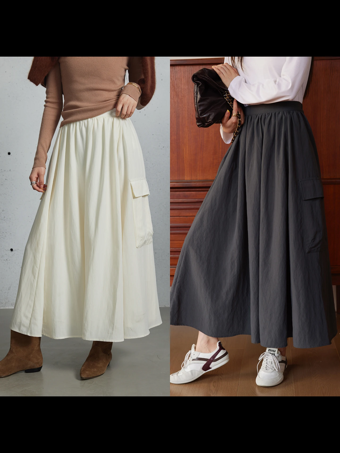 

Smooth Dra Lyocell Cotton Workwear Skirt Elastic Waist A-Line Umbrella Skirt Mountain Series YUM Ladies' Skirts