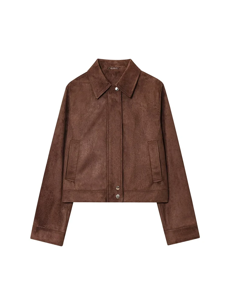 

Новая женская мода в европейском стиле, универсальная однотонная кожаная короткая куртка с длинными рукавами и лацканами