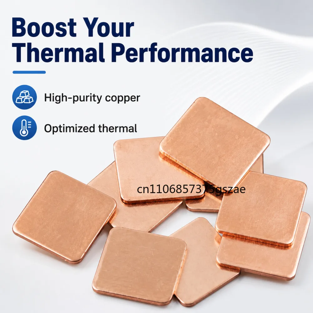 10Pcs 0.1mm-1.5mm Thickness Laptop Copper Sheet Plate Strip Shim Thermal Pad Heatsink Sheet For GPU CPU Chip RAM Cooling