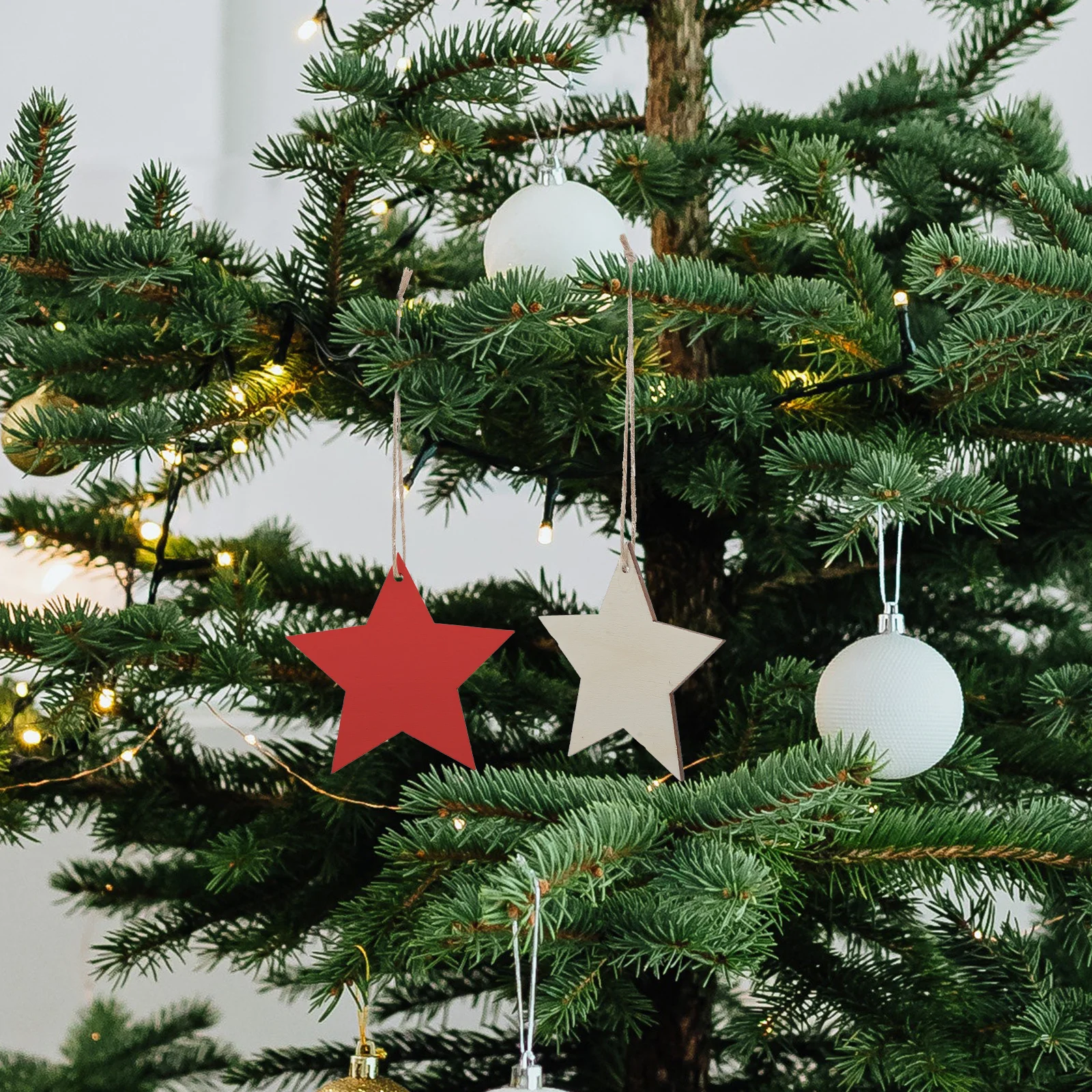 100 قطعة نجمة معلقة قلادة خشبية الخماسي الإبداعية شجرة عيد الميلاد نافذة الباب الحلي زينة عيد الميلاد DIY بها بنفسك لوازم #3