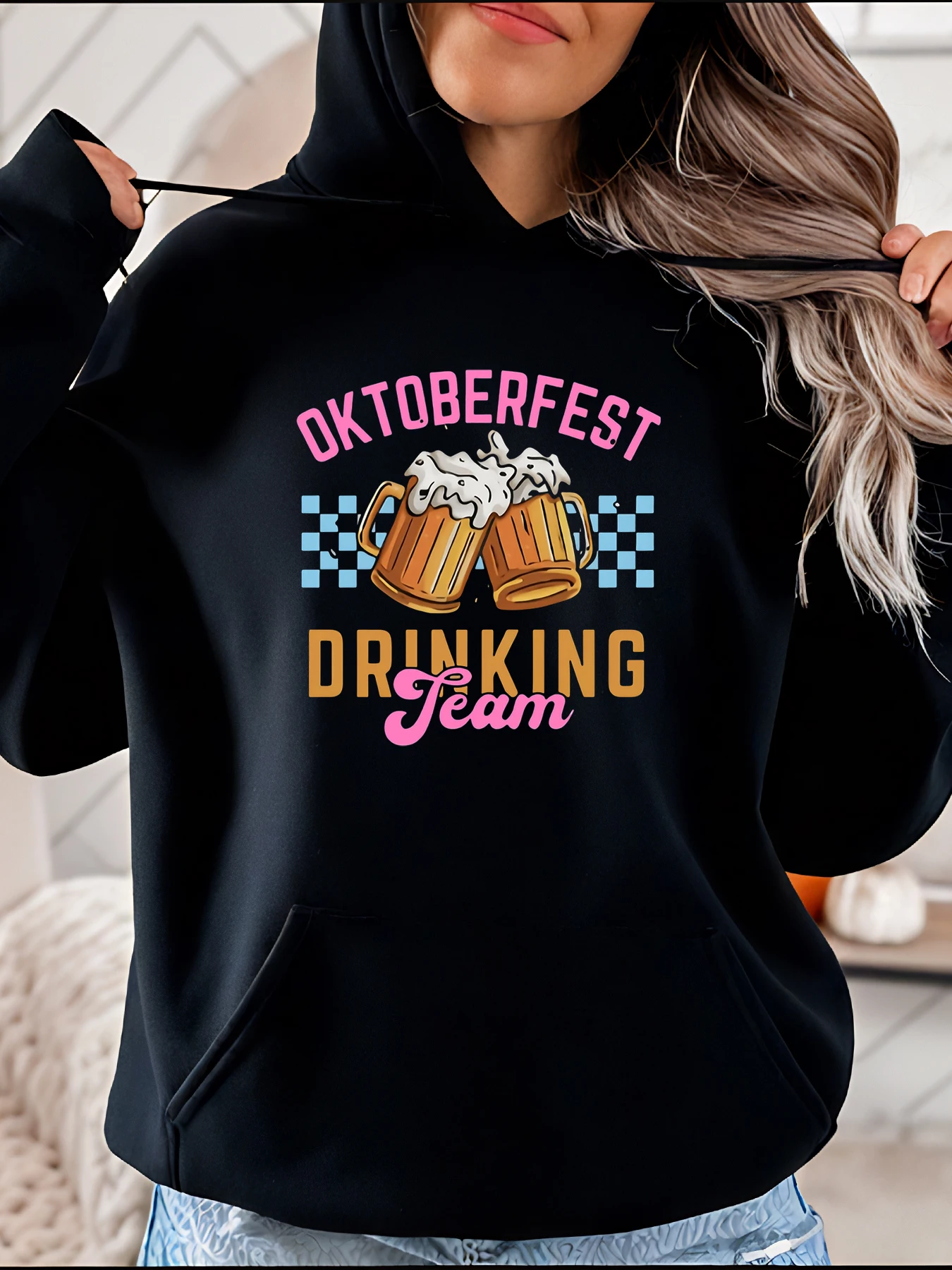 

Толстовка с принтом Oktoberfest Drinking Team, повседневный стиль, дизайн пивной кружки, женская осенняя праздничная одежда