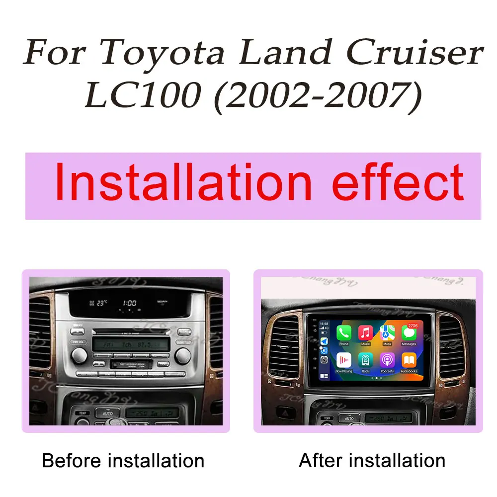CarPlay Car Radio Video Multimedia Player for Toyota Land Cruiser LC100 2002 - 2007 Split Screen GPS Navigation DSP Stereo  WIFI