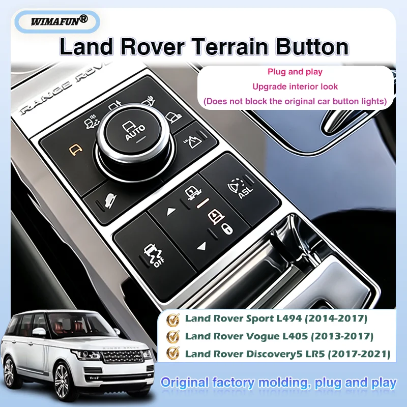 For Land Rover Range Rover Sport L494/Vogue L405 213-2017/Discovery 5 2017-2020 Terrain Replaceable Button Cover, Plug-and-Play,