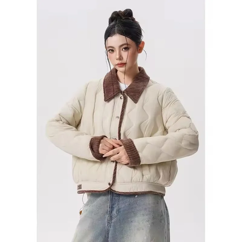 

Contrast And lightness Cotton-Padded Jacket Women Parkas Autumn Winter New Overwear Chic Short Cotton Coat Ladies Outwear Top