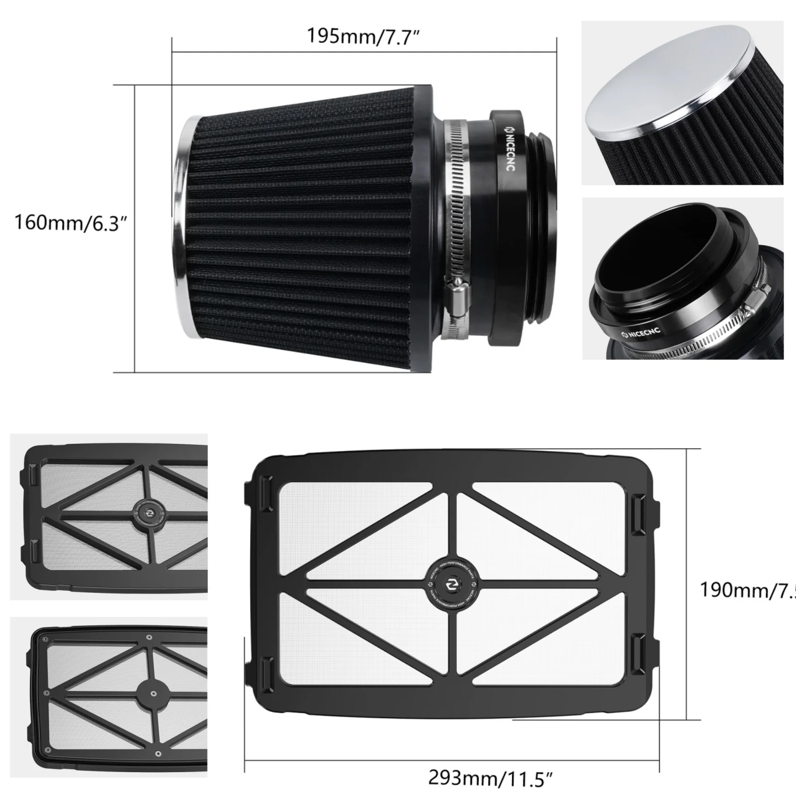 NICECNC Airbox Lid Cover and Filter Intake Kit For Honda TRX450R 2006-2009 TRX450ER 2006-2014 Replaces 17211-HP1-600 Aluminum view 2