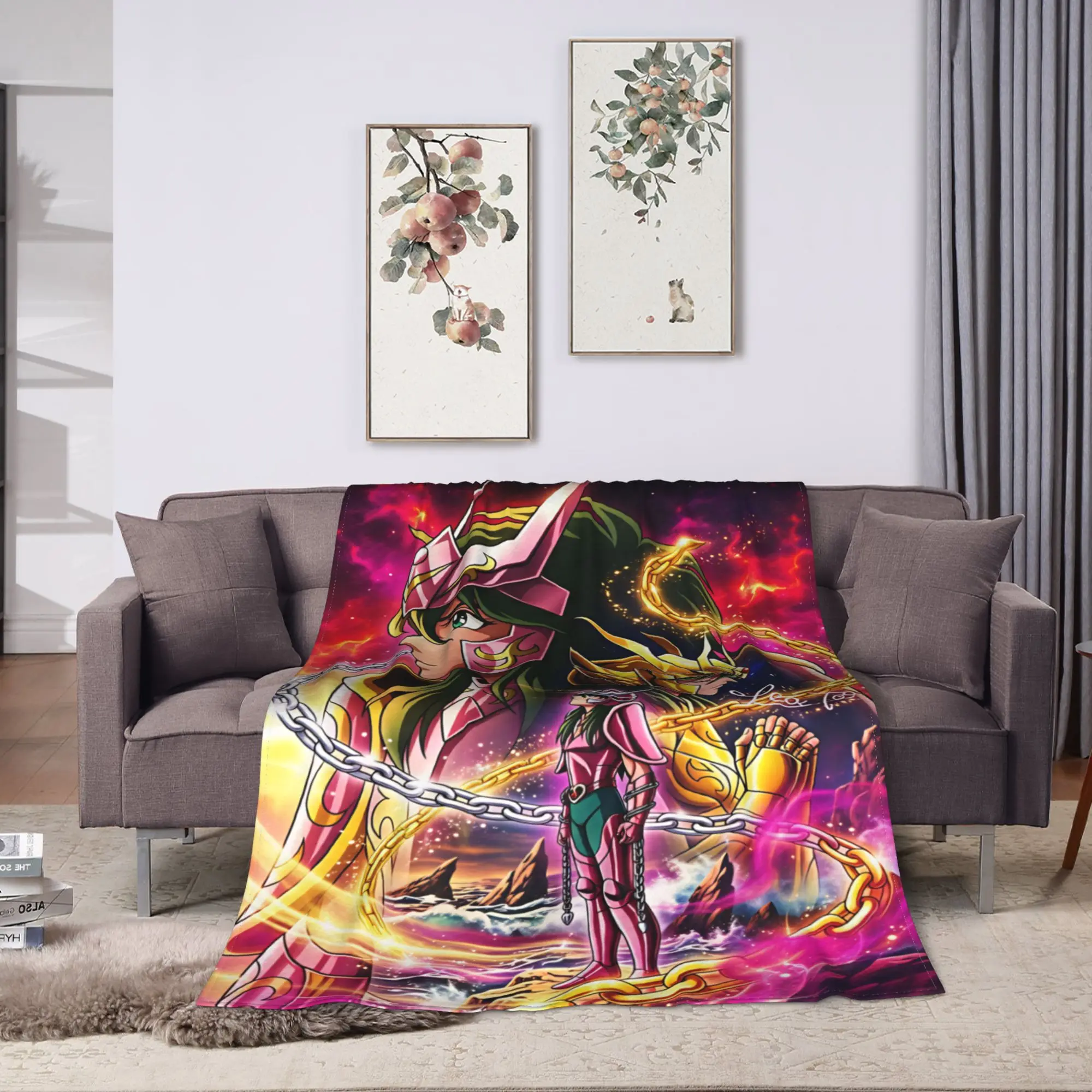 Saint Seiya Gold Saint Blanket Quality Soft Warm  Throw Blanket Spring Airplane Travel Couch Chair Novelty Bedspread