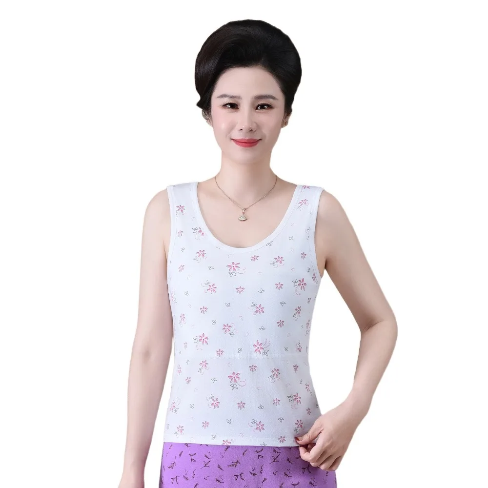 

Wide Shoulder Middle Aged and Elderly Vest Cotton Sleeveless Elderly Sweatshirt Thin Design Breathable Women Sleeveless Vest