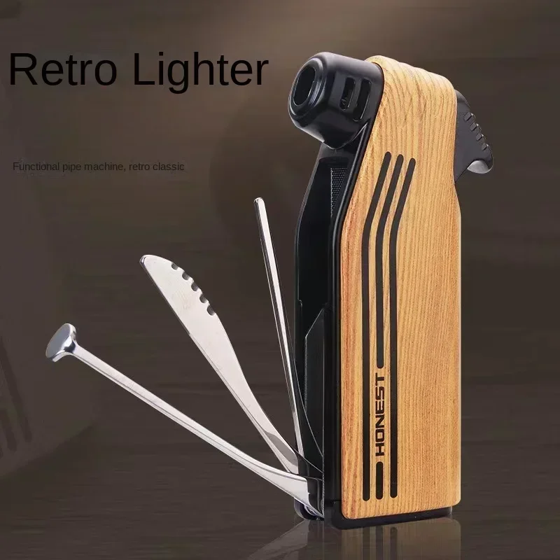 Baicheng Multifunctional Pipe Lighter, Slanted Open Flame, Creative Trendy Anti-scalding Men\'s Special Pressure Rod Smoking Set