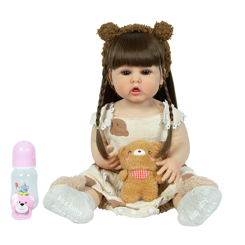 KEIUMI New 55 cm 22 Inch Silicone Vinyl Reborn Bear Suit Baby Doll Collection Bebe Reborn Toys Birthday Gifts For Child