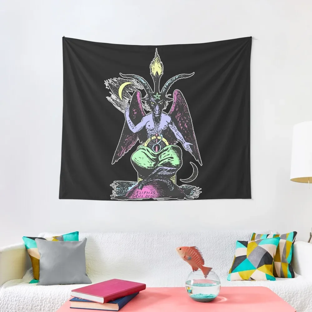 Pastel Baphomet (Black) Tapestry Kawaii Room Decor Wall Decoration Items Tapestry